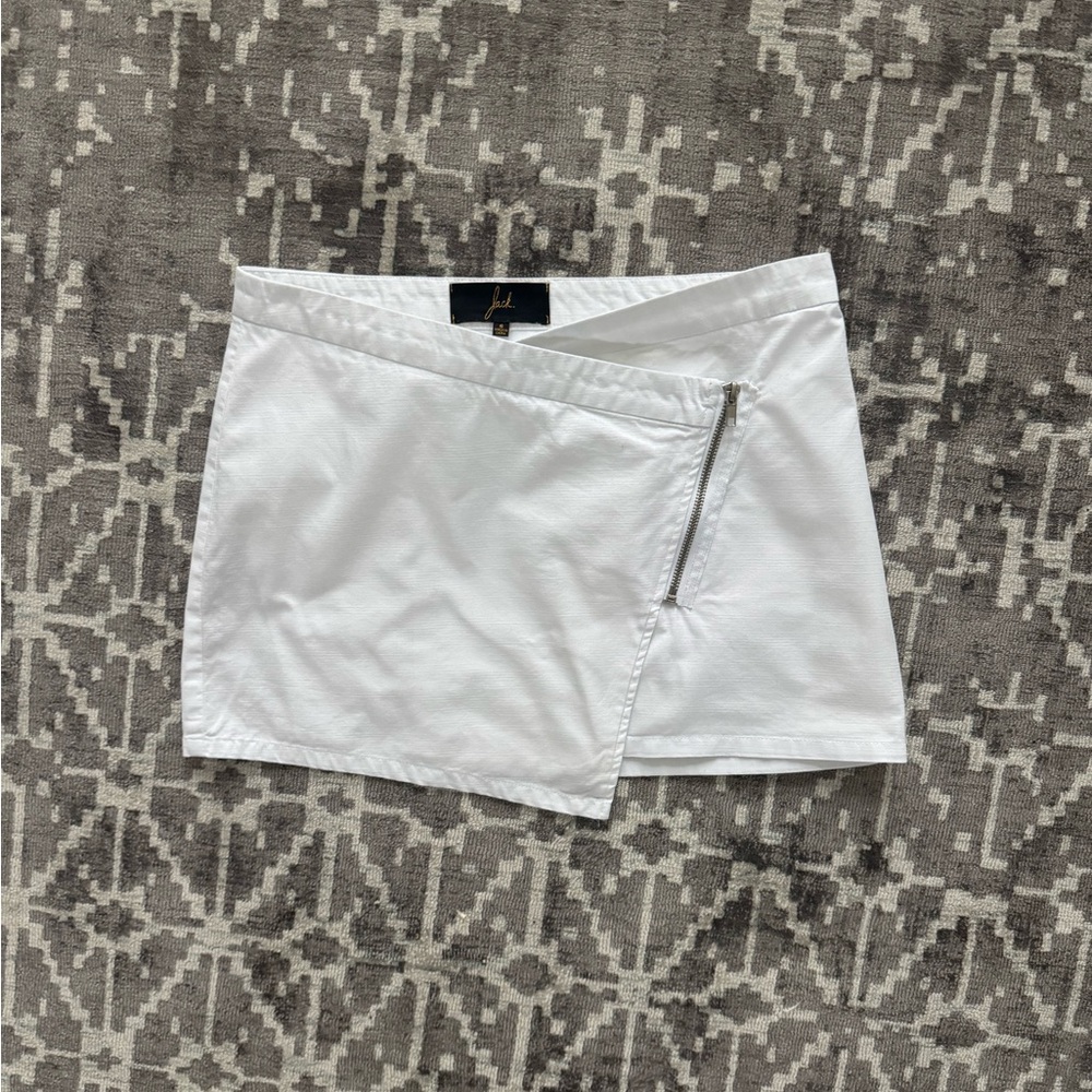 Jack by BB Dakota 6 Women's Asymmetrical White Zip-Detail Mini Skirt 100% cotton